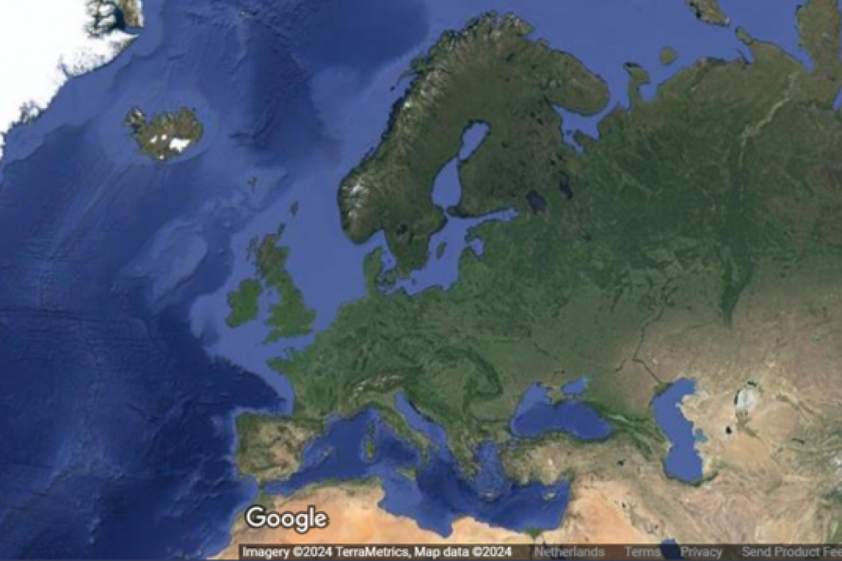 Satellite View of Europe, Google Maps